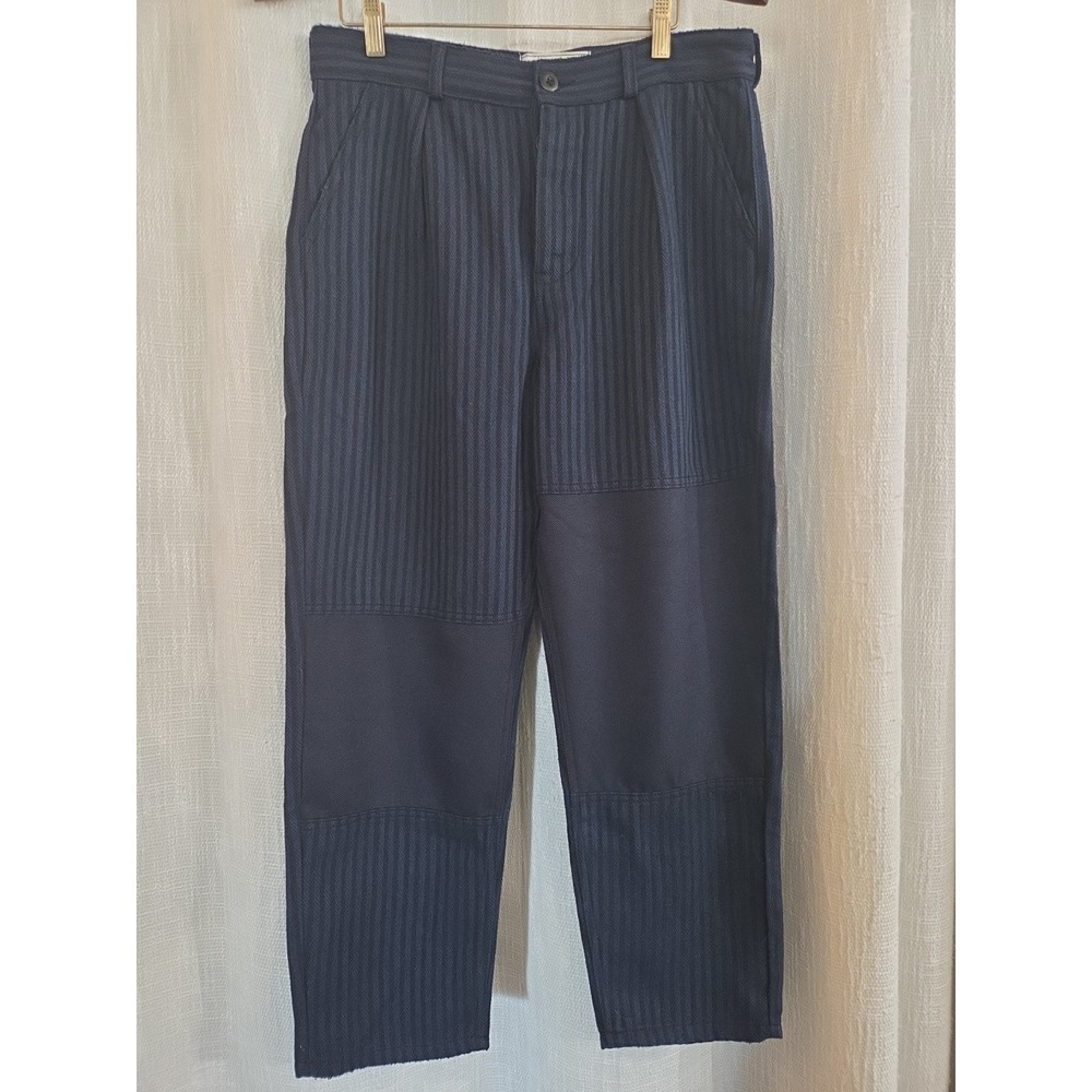 Free People Sandrine Rose Paper With Patch Blue Stripe Trouser Pants Size 28
